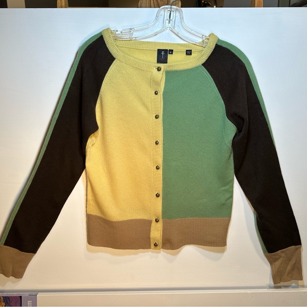 Cashmere Colorblock Cropped Cardigan Size MD